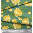 thumbnail image 1 of Soimoi Moss Georgette Fabric Leaves & Rose Floral Print Sewing Fabric Yard 42 Inch Wide, 1 of 3