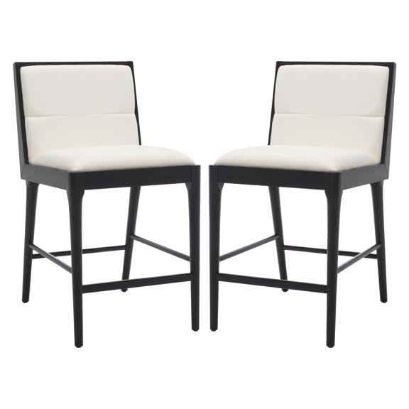SAFAVIEH Couture Laycee Square Mid Back Counter Stool, Black/White (Set of 2)