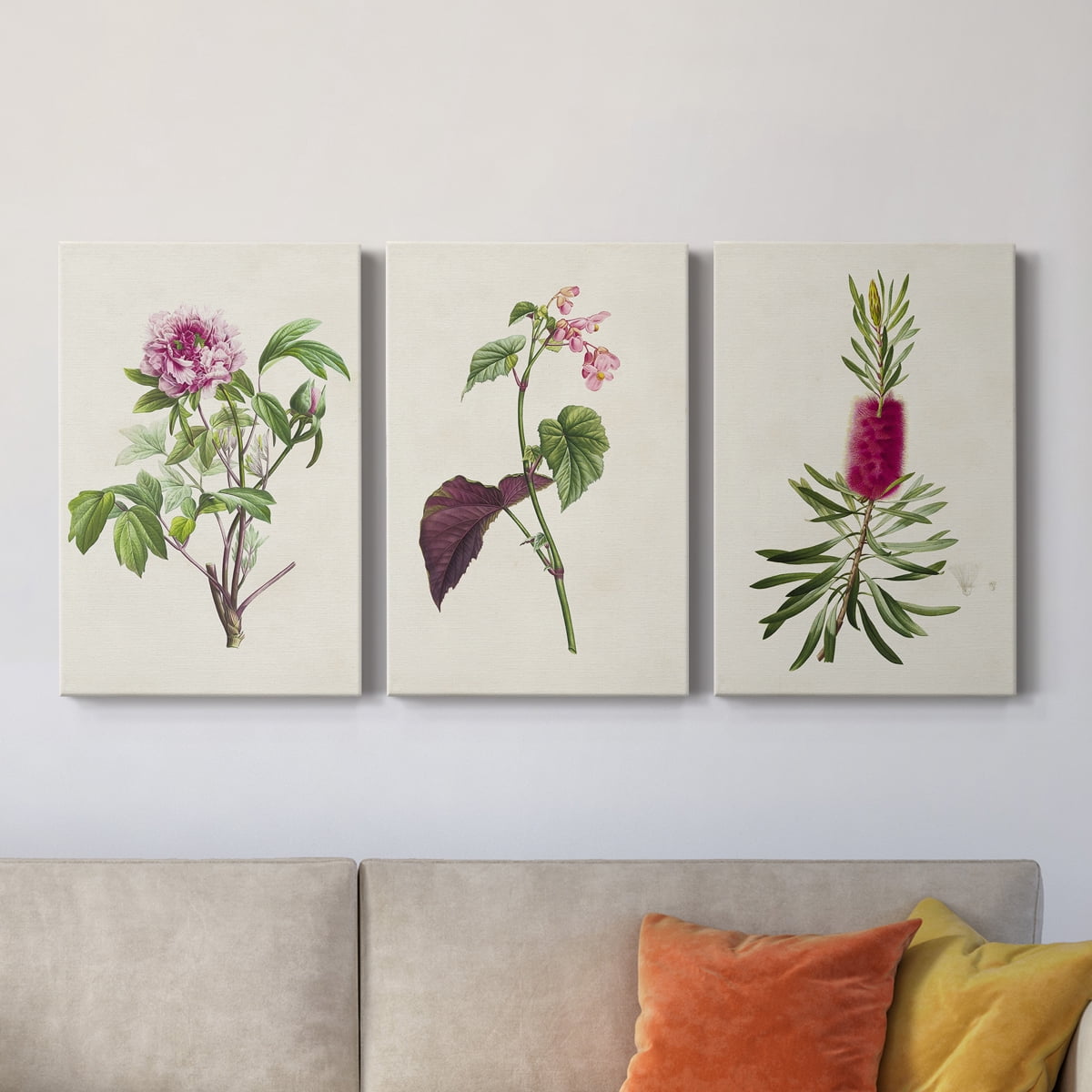 Pretty Pink Botanicals V Premium Gallery Wrapped Canvas - Ready to Hang - 18 x 27 Each