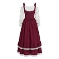 thumbnail image 5 of LEKWK Renaissance Dress Women Off Shoulder Lace-Up Corset Dress Vintage Ruffled Lace Trim Medieval Dress for Halloween Cosplay Theme Party, 5 of 6