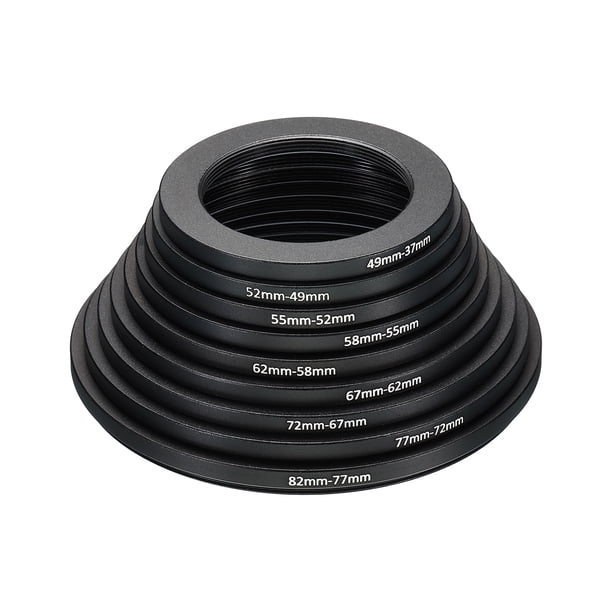 Juego de anillos reductores Uxcell, 9 piezas, anillo adaptador de filtro de lente para lentes de cámara, negro