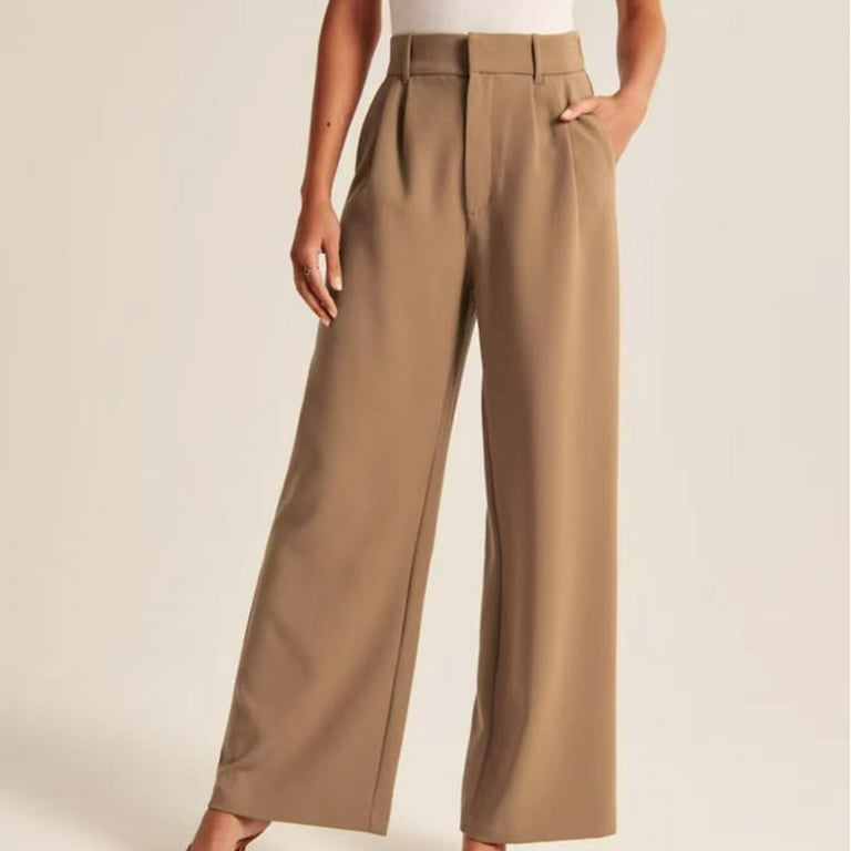Reduce Price RYRJJ Wide Leg Pants for Women Work Business Casual High  Waisted Dress Pants Comfy Flowy Trousers Office(Khaki,XXL)