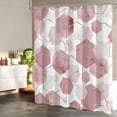 thumbnail image 2 of Modern Small Stall Shower Curtain for Bathroom, Pink Geometric Art Decor Waterproof Bath Curtain, Fabric Shower Curtain Sets for Home Decor, 36" W x 72" L Inch, 2 of 6