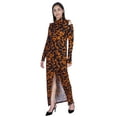 thumbnail image 2 of Moomaya Printed Womens Long High Neck Slit Dress Casual Cold Shoulder Gown, 2 of 7