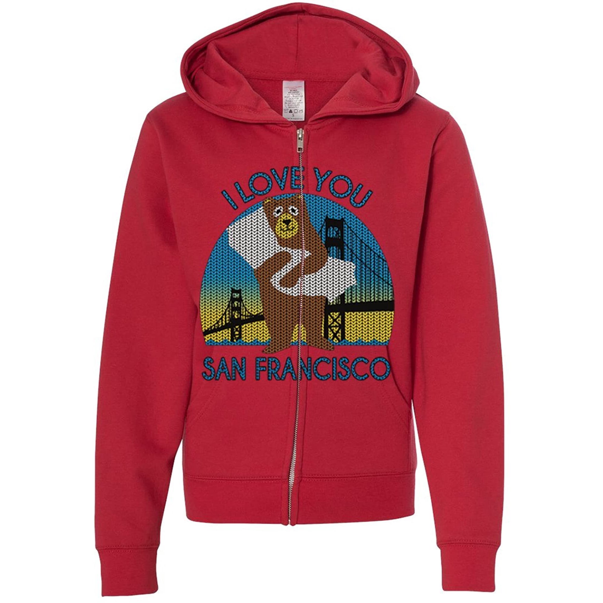 I Love You SF Knit Style Bear Premium Youth Zip-Up Hoodie | Walmart Canada