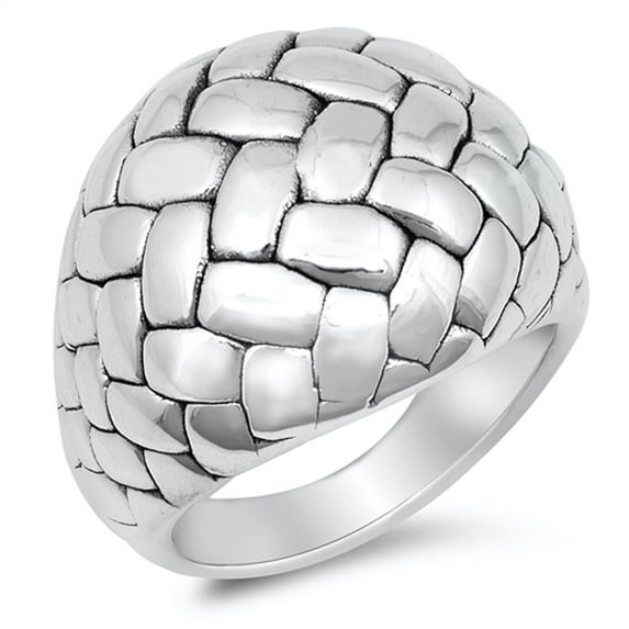 Woven Pebble Texture Chunky Modern Wholesale Ring .925 Sterling Silver Band Jewelry Female Size 12