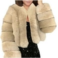 thumbnail image 4 of Akafmk Womens Faux Furs Coats,Womens Winter Coats,Women Plus Size Winter Warm Loose Stand Collar Hair Jacket Coat Front Open Jacket Outerwear, 4 of 4