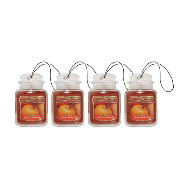 Yankee Candle Car Jar Ultimate Hanging Car Air Fresheners, Spiced Pumpkin, 0.96 oz (Pack of 4)