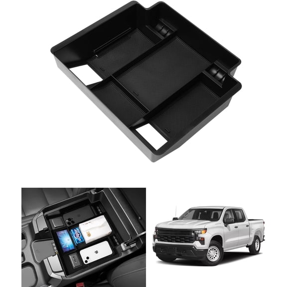 Canvcle Center Console Organizer for 2022-2025 Chevy Chevrolet Silverado&Sierra 1500/2024-2025 Silverado&GMC Sierra 2500HD/3500HD Accessories Armrest Storage Box(Only Fit Full Console w/Bucket Seats)
