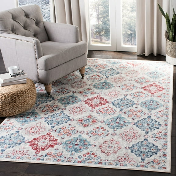 SAFAVIEH Brentwood Amadine Floral Geometric Area Rug, 3' x 5', Cream/Blue