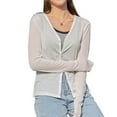 thumbnail image 5 of Baberdicy White Women's Thin Long Sleeved V Neck Jacket Knitted Air Conditioning Shirt Cardigan Tops, M, 5 of 9
