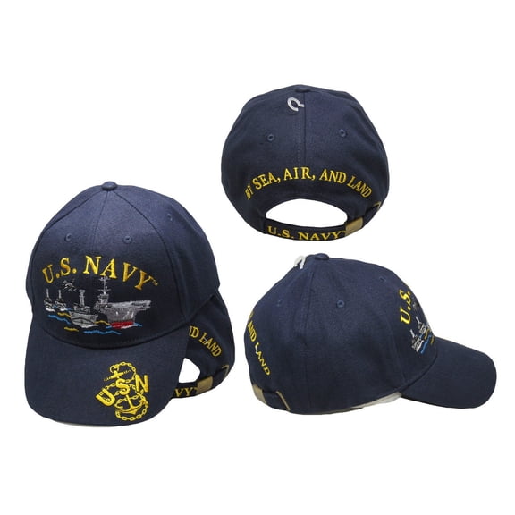 U.S. Navy USN By Sea, Air & Land Dark Navy Blue Embroidered Cap Hat CP00208