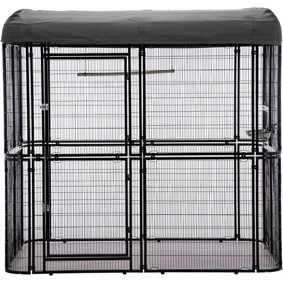Universal Bird Cage Cover Breathable & Machine Washable Fabric Bird Cage Accessories Grey Tarp 102 x 76 Inches