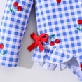 thumbnail image 6 of Gyujnb Plaid Cherry Print Long Sleeve One-Piece Swimsuit with Ribbon for Summer Beach (Baby),6-9 Months, 6 of 7