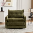 thumbnail image 5 of MDQMD Swivel Barrel Accent Chair Mid Century Modern 360° Rotating Lounge Chair with Thick Padded Arms Chenille Upholstery Solid Metal Base Olive Green for Living Room, Bedroom or Office, 5 of 10