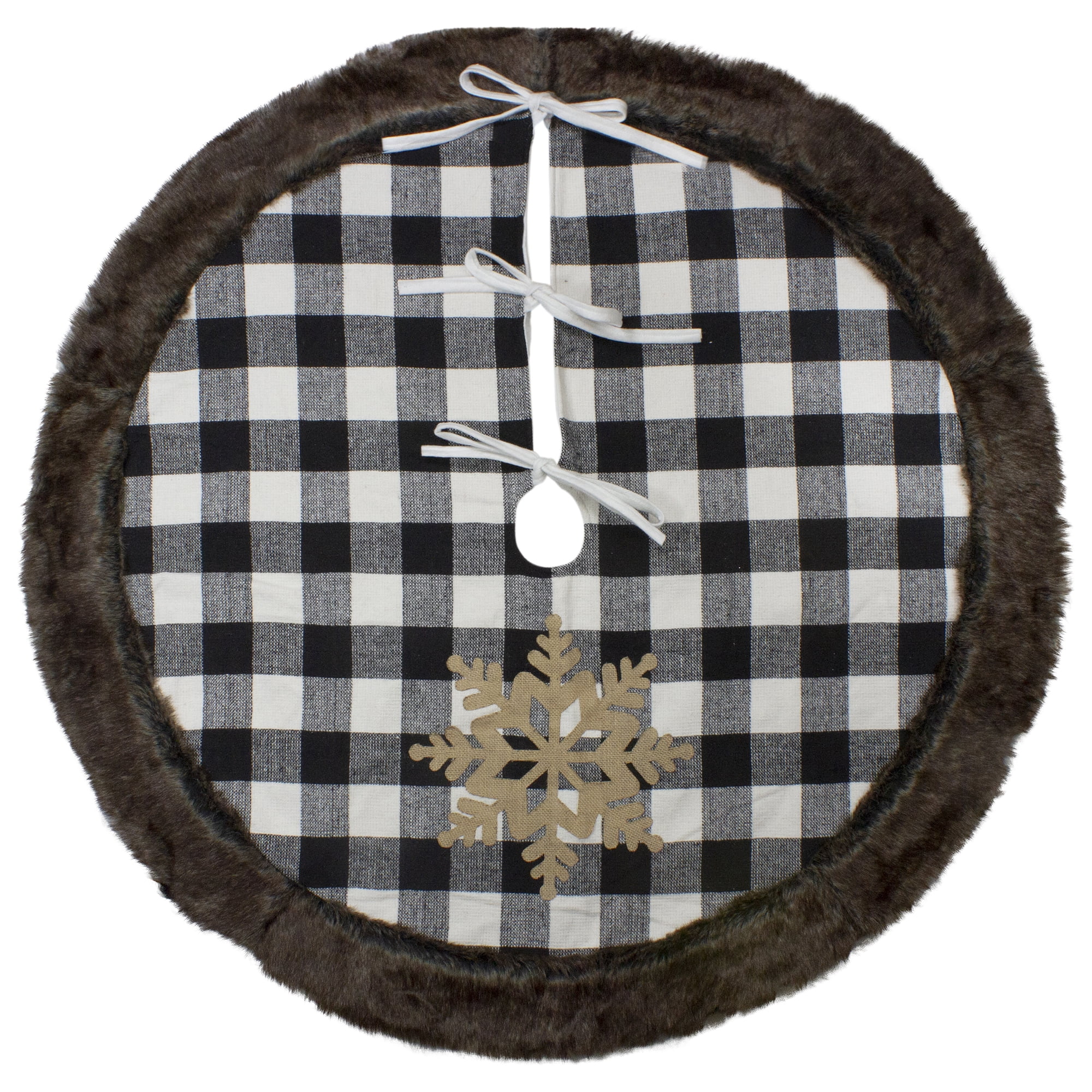 Northlight Multi-color Buffalo Plaid Polyester Christmas Tree Skirt, with Burlap Snowflake 1" x 48" x 48"