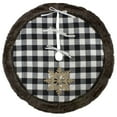 thumbnail image 2 of Northlight 48" Black and White Buffalo Plaid Christmas Tree Skirt with Burlap Snowflake, 2 of 5