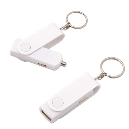Debco CU6395 Swivel USB Key Chain Car Charger - All White