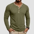thumbnail image 2 of GEWSEY Men's Henry Long Sleeved T-Shirt Cotton Casual Button Lightweight Pullover Shirt Soft Stretch Tees Tops (Army Green, L), 2 of 6