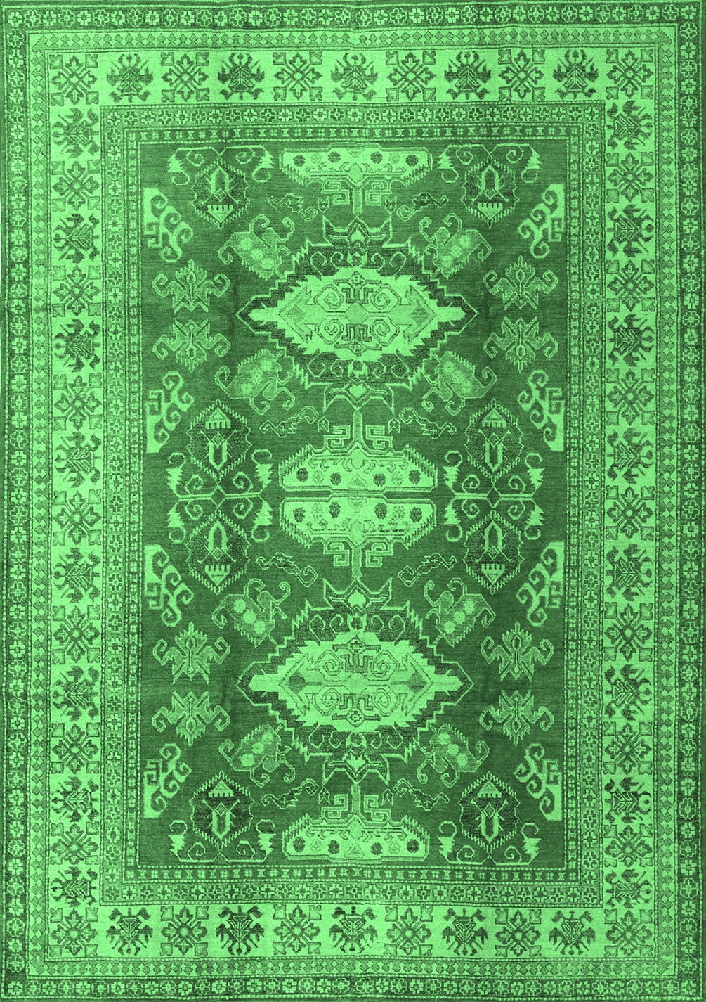 Ahgly Company Indoor Rectangle Persian Emerald Green Traditional Area ...