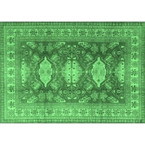 Ahgly Company Indoor Rectangle Persian Emerald Green Traditional Area Rugs, 5' x 7'