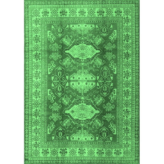 Ahgly Company Indoor Rectangle Persian Emerald Green Traditional Area Rugs, 4' x 6'