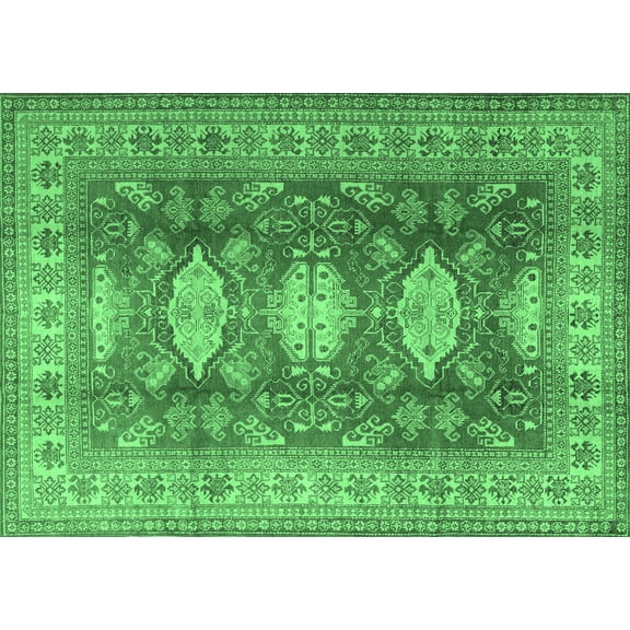Ahgly Company Indoor Rectangle Persian Emerald Green Traditional Area Rugs, 5' x 7'