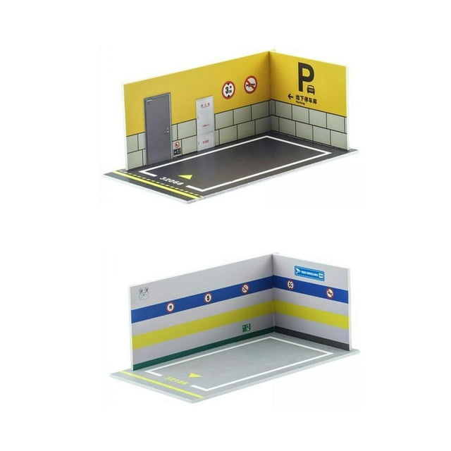TISHITA 2Pcs 1/32 Parking Lot Car Scene Display Diecast Car Garage Background Layout StyleM