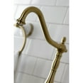thumbnail image 4 of Kingston Brass KS7757TALBS Tudor Two-Handle 3-Hole Deck Mount Bridge Kitchen Faucet with Brass Side Sprayer in Brushed Brass, 4 of 7