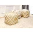 thumbnail image 4 of Pasargad Home Grandcanyon 17" Shaggy Pattern Cotton Pouf Ottoman in Ivory/Gold, 4 of 5