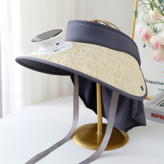 Hat With Fans Solar Power,Cooling Hat,Solar Powered Fan Hat,Linen Knit Hat Ribbon,Solar Fan Hat,Fishing Hat For Men,Wide Brim Sun Hat with Solar Fan(White 18in)from ANMUYUM