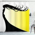 thumbnail image 1 of Silhouette Shower Curtain, Whip Hair Woman Shaded Ombre Effect Area Print, Fabric Bathroom Set with Hooks, 69W X 84L Inches Extra Long, Yellow Pale Yellow Charcoal Grey and White, by Ambesonne, 1 of 2