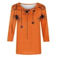 thumbnail image 3 of Womens Tops Halloween 3/4 Length Sleeve Shirts Fashion Halloween Printed Plus Size Tunic Tops Blouses Fall Casual Round Neck Pullover Halloween Holiday Costume TShirt, 3 of 5