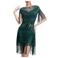 thumbnail image 2 of Fsqjgq Wedding Guest Dresses for Women Evening Party Dress Fashion Pink Wedding Guest Dress Vintage Dress 1920s Flapper Short Dress Sequin Beaded Fringe Dress for Party Black Dress Mini L, 2 of 6
