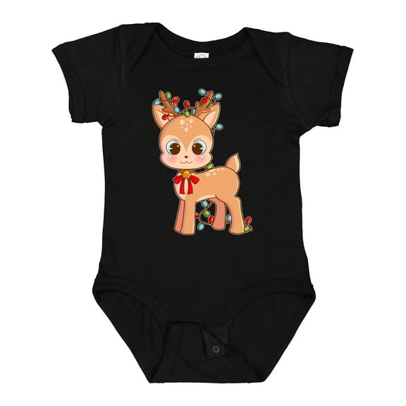 Inktastic Cute Christmas Reindeer with Christmas Lights Boys or Girls Baby Bodysuit