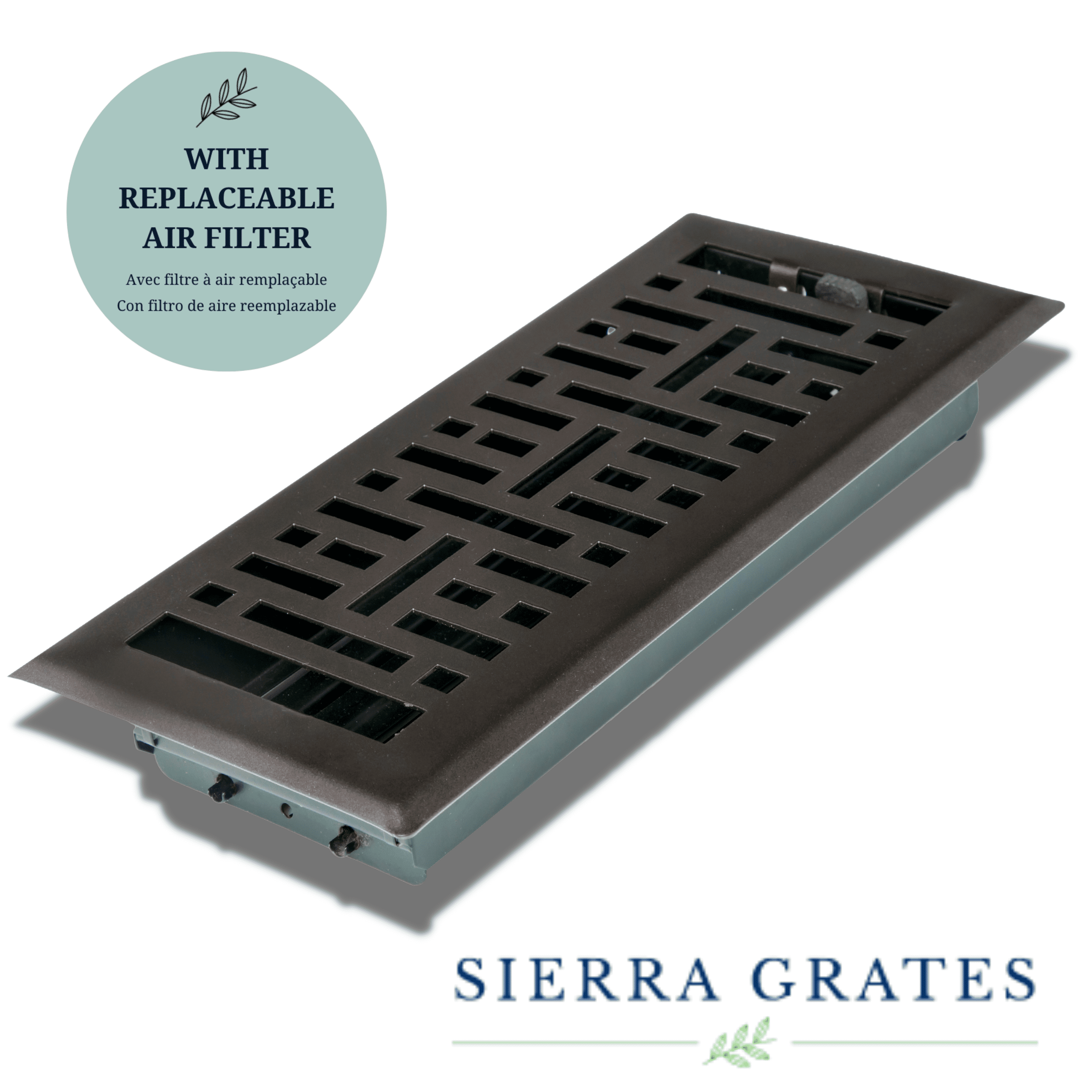 Sierra Grates Metro Steel Floor Register 4 inch x 12 inch Metallic Bronze
