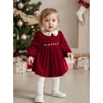 thumbnail image 6 of BemeyourBBs Little Girl Velvet Christmas Dress Deer Bow Holly Long Sleeve Dress, 6 of 9