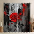 thumbnail image 1 of Rideaux de la Saint-Valentin pour Enfants, Rideaux de Jardin Romantique avec Roses Rouges et Papillons, Traitement de Fenêtre Vintage Noir Gris Hippie Graffiti Bloque 30 %-50 % de la Lumière, Œillets en Haut 2 Panneaux, 42wx90l, 1 of 6