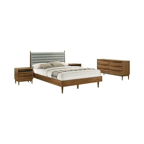 Artemio Queen 4 Piece Wood Bedroom Set in Walnut Finish