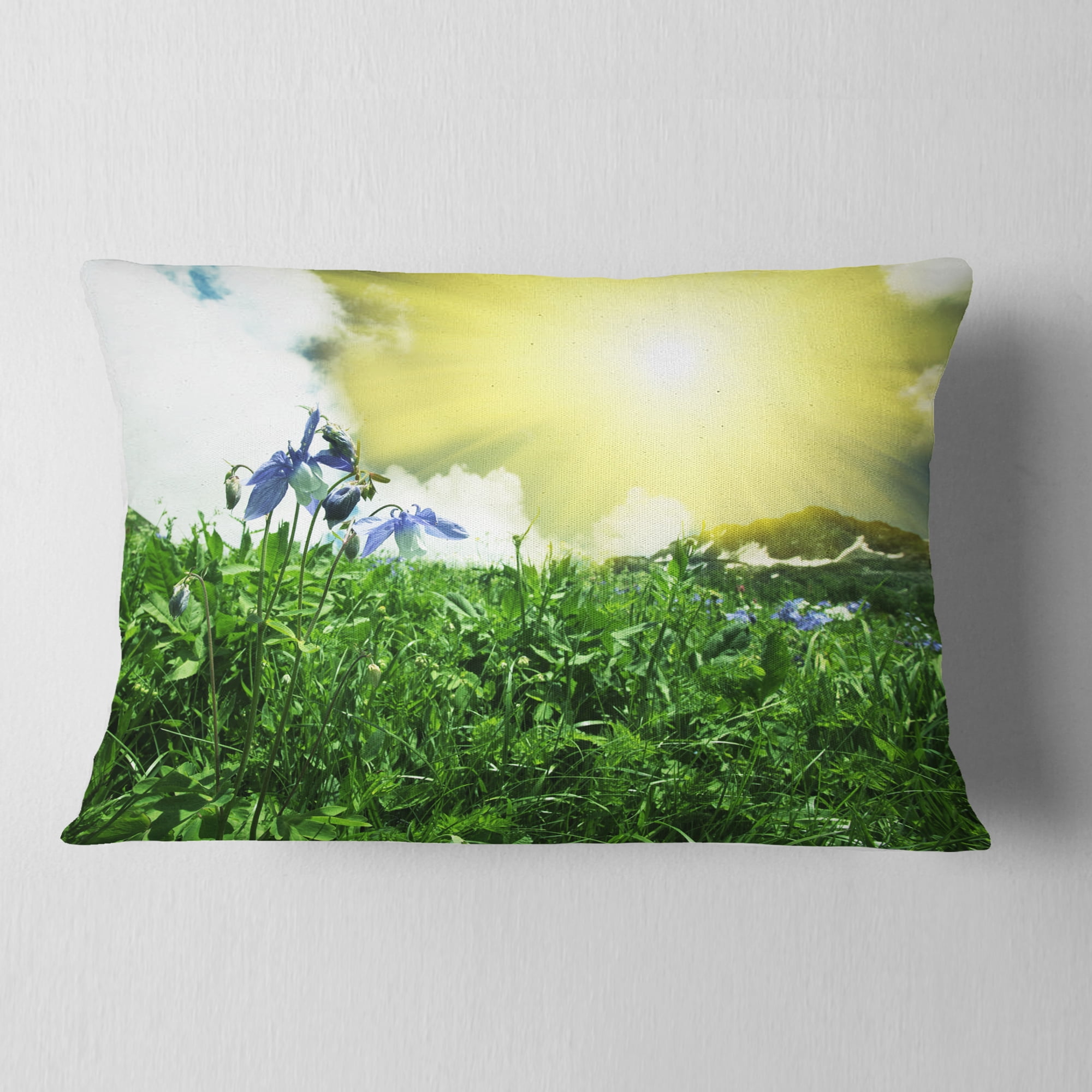 Designart 12" x 20" Green Polyester Throw Pillow