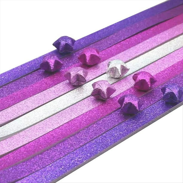 520 Hojas de Papel Brillante, Papel Plegable, Estrellas, Tiras de Papel, DecoracióN de Estrellas de la Suerte, Papel Plegable para Artes Manuales,