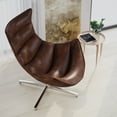 thumbnail image 3 of Merrick Lane Bomber Jacket Faux Leather Contoured Swivel Accent Chair with Crisscross Chrome Base, 3 of 9