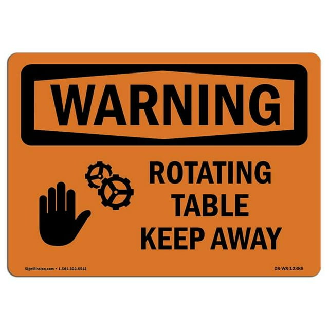 SignMission OS-WS-A-1218-L-12385 12 x 18 in. OSHA Warning Sign - Rotating Parts Keep Away with Symbol