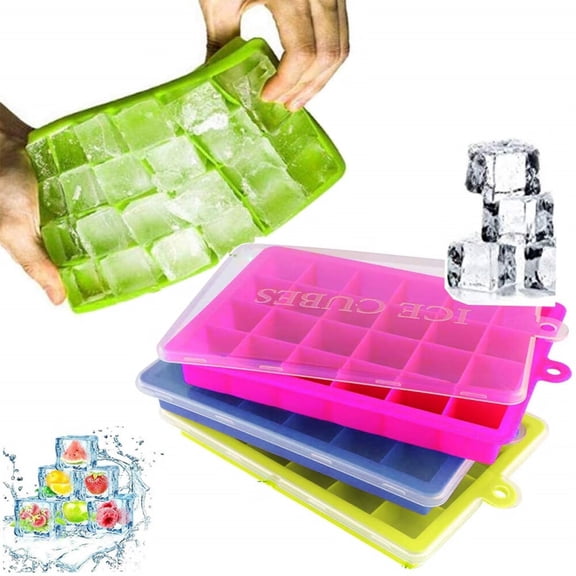 Ice Cube Trays Silicone Ice trays Molds with Removable Lids 3 Pack,72 Ice Cube Molds for DIY Chilled Drinks,Cocktail,Whiskey,Chocolate,BPA Free