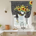 thumbnail image 3 of Cow Sunflower Tie Up Curtain 45 Inches Long, Plant Farm Flower Balloon Style Kitchen Window Curtain Over Sink, Small Window Rod Pocket Curtain 42"x45", 3 of 9
