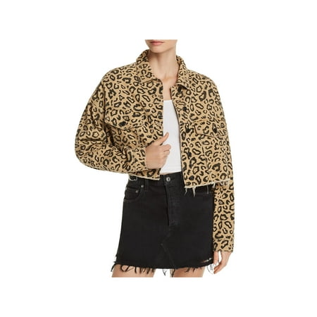 Wear Cropped Jacket - Sunset & Spring Womens Leopard Cropped Denim Jacket