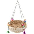 thumbnail image 2 of Birds Nest, Parrot Rattan Nest Birds Straw Nest Swing Hanging Cage Toy with Bells, 2 of 4