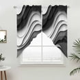 thumbnail image 5 of Black Grey Ombre Kitchen Window Curtains, Swag Curtains Valance for Bedroom Living Room Bathroom, Moire Modern Aesthetics Geometric Abstract Rod Pocket Window Curtain Block Drapes 2 Panels 36"x45", 5 of 9