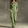 thumbnail image 2 of Wenini Women's Loose Stand Collar Long Sleeve Jumpsuit Front Zipper Wide Leg Jumpsuit with Pockets 2026 Trendy Casual Lounge Clothing, 2 of 7