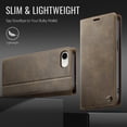 thumbnail image 4 of Designed for iPhone 16e Wallet Case, Classic PU Leather Flip Cover with Kickstand, RFID Blocking Card Slots, Magnetic Clasp, Full Body Protective Shockproof Phone Case, Coffee, 4 of 12